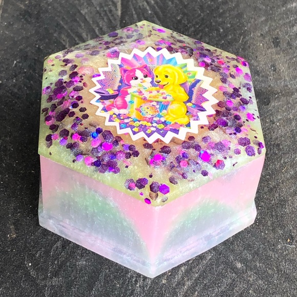 Handmade Lisa Frank Cat Dog UV Resin Trinket Box - Picture 10 of 16